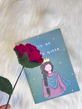 βAbsolute Queenβ Greeting Card with Handcrafted Crocheted Rose